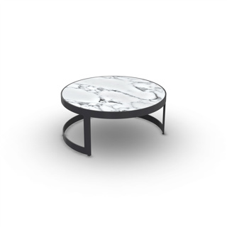 Burford Coffee Table Alu Charcoal Mat Ceramic Calacatta 6mm D77 
