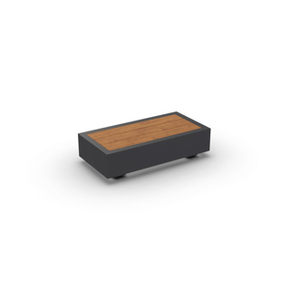 Bari Side Table Alu Charcoal Mat Teak Wood 90X45