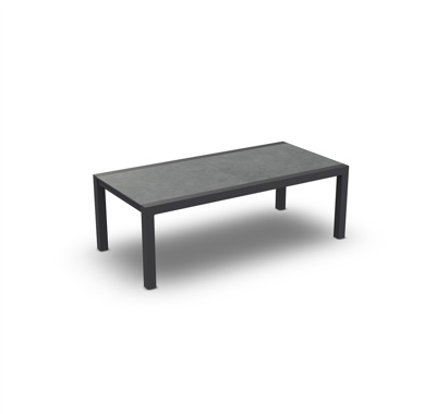 Livorno Extendable Dining Table Alu Charcoal Mat Ceramic Cement Grey 220-330X106