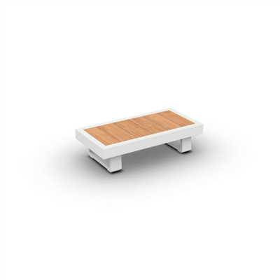 Fano Side Table U-Leg Alu White Mat Teak Wood 90X45