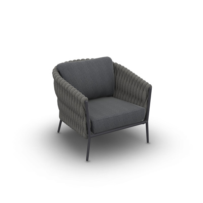 Fortuna Socks Sofa 1-Seat Lounge Chair Alu Charcoal Mat Socks Cushion Seat + Back Single Sunbrella Natte Sooty 