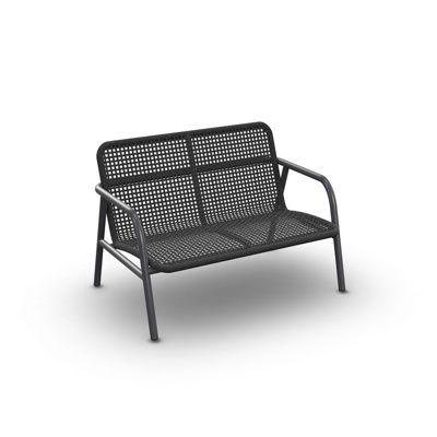 Durham Deep Seating Chair 2-Seat Alu Charcoal Mat Rope Charcoal Black Open Weaving