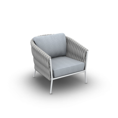 Fortuna Socks Sofa 1-Seat Lounge Chair Alu White Mat Socks Cushion Seat + Back Single Sunbrella Natte Grey Chine 