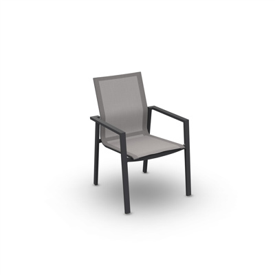 Beja Stackable Arm Chair Alu Charcoal Mat