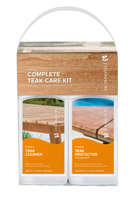 Teak Care Kit 3-in-1 with Teak Cleaner, Teak Protector and Tools, 2x 1000 ml