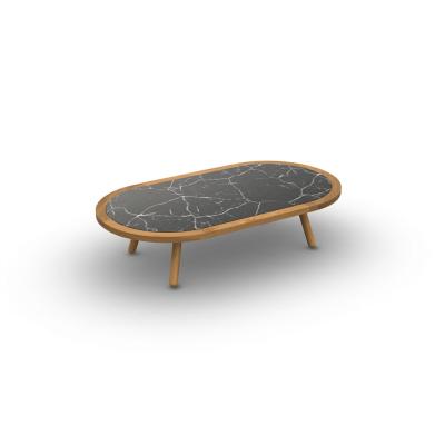 Skate Teak Coffee Table Wood Teak Ceramic Dark Marble 128X71