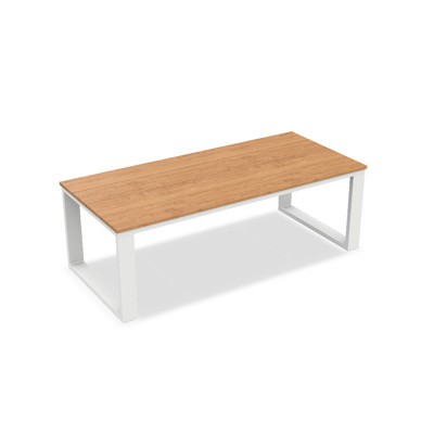Linate Dining Table Alu White Mat Teak Wood 220X100