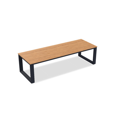 Linate Dining Table Alu Charcoal Mat Teak Wood 280X100