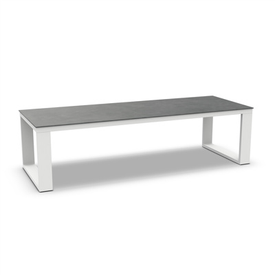 Linate Dining Table Alu White Mat Ceramic Cement Grey 280X100