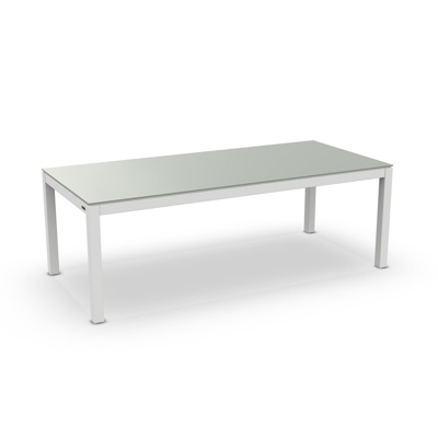 Danli Dining Table Alu White Mat Glass Light Grey 220X100