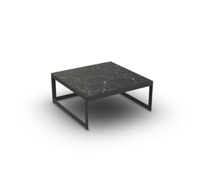 Burford Coffee Table Alu Charcoal Mat Ceramic Dark Marble 84X84