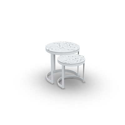 Bertus Side Table Set Alu White Mat Ceramic Graduario D35+45