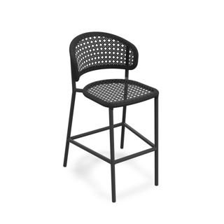 Butterfly Bar Chair Without Arms Alu Charcoal Mat Rope Charcoal Black Flower Weaving 