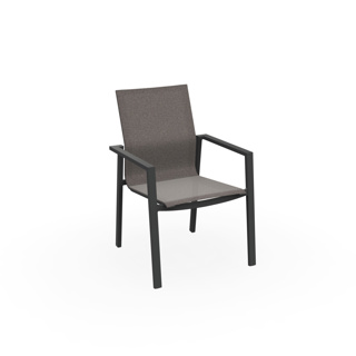 Beja Stackable Arm Chair Alu Charcoal Mat Batyline Taupe