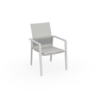 Beja Stackable Arm Chair Alu White Mat Batyline Light Grey