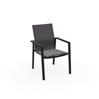 Beja Stackable Arm Chair Alu Black Mat Batyline Dark Grey
