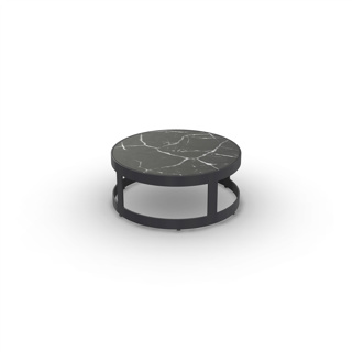 Burford Coffee Table Alu Charcoal Mat Ceramic Black Marble D62 