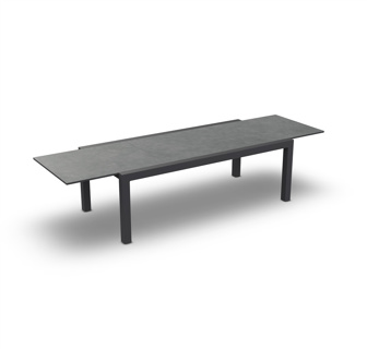 Livorno Extendable Dining Table Alu Charcoal Mat Ceramic Ash Grey 220-330X106 