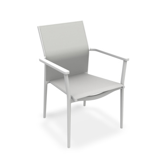 Loya Stackable Arm Chair Alu White Mat Batyline Light Grey