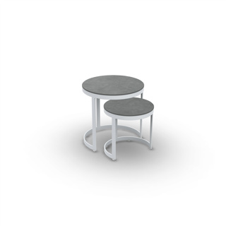 Bertus Side Table Set Alu White Mat Ceramic Ash Grey D35+45 