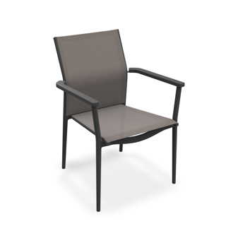 Loya Stackable Arm Chair Alu Charcoal Mat Batyline Taupe