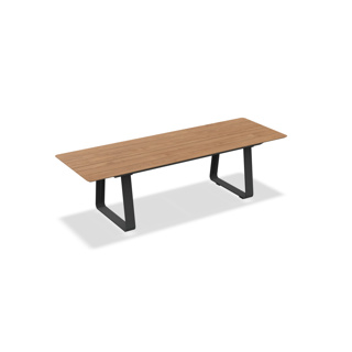 Elko Dining Table Alu Charcoal Mat Teak Wood 265X90 