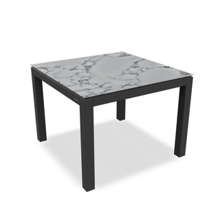Danli Dining Table Alu Black Mat Ceramic Calacatta 100X100 