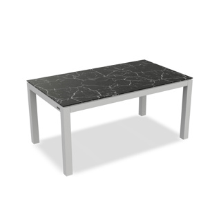 Danli Dining Table Alu White Mat Ceramic Black Marble 160X90 