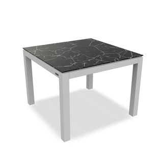 Danli Dining Table Alu White Mat Ceramic Black Marble 100X100 