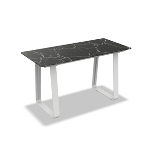 Elko Bar Table Alu White Mat Ceramic Black Marble 180X80 