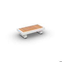Fano Side Table U-Leg Alu White Mat Teak Wood 90X45