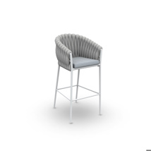 Fortuna Socks Bar Chair With Arms Alu White Mat Socks Light Grey Seat Cushion Sunbrella Natte Grey Chine QDF