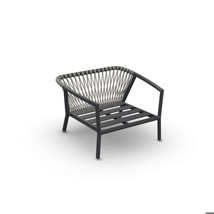Kapra Sofa 1-Seat Lounge Chair Alu Charcoal Mat Rope Beige Uni Open Cross Weaving 
