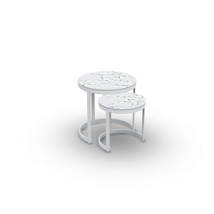 Bertus Side Table Set Alu White Mat Ceramic Calacatta 6mm D35+45 