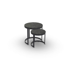 Bertus Side Table Set Alu Charcoal Mat Ceramic Black Marble D35+45 