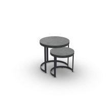 Bertus Side Table Set Alu Charcoal Mat Ceramic Ash Grey D35+45 