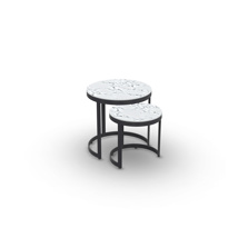 Bertus Side Table Set Alu Charcoal Mat Ceramic Calacatta D35+45 