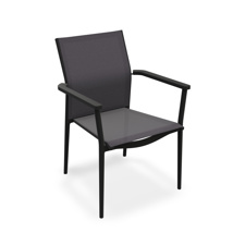 Loya Stackable Arm Chair Alu Charcoal Mat Batyline Dark Grey