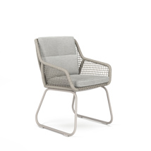 Alden Arm Chair Aluminium Seat/Stainless steel Base Sand Mat Full Weaving Rope Beige Uni Open Weaving Seat + Back Cushion Sunproof Fontelina Taupe 