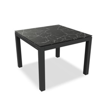 Danli Dining Table Alu Charcoal Mat Ceramic Black Marble 100X100 