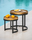 Bertus Side Table Set Alu Charcoal Mat Teak Wood D35+45