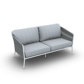 Fortuna Rope Sofa 2,5-Seat Alu White Mat Straight Weaving Cushion Seat + Back Single Sunbrella Grey Chine