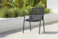 Durham Stackable Arm Chair Alu Charcoal Mat Rope Charcoal Black Open Weaving 