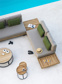 Truro Lounge Base 2-Seat Alu Charcoal Mat/Teak + Side Table Teak